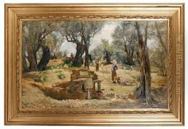 An Olive Grove On Hymettos Hills Oil Painting by Thorvald Simeon Niss