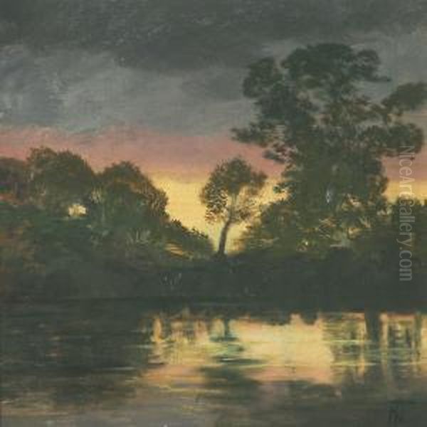 Landscape In The Evening Sun Oil Painting by Thorvald Simeon Niss