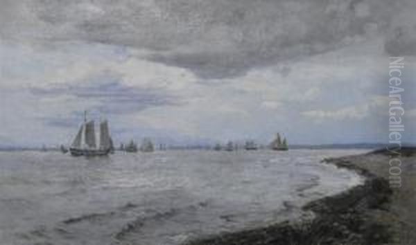 Sailboats Off The Danish Coast Oil Painting by Thorvald Simeon Niss