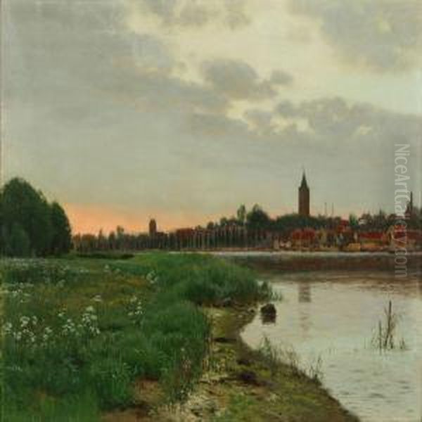 Summer Evening Invordingborg, Denmark Oil Painting by Thorvald Simeon Niss