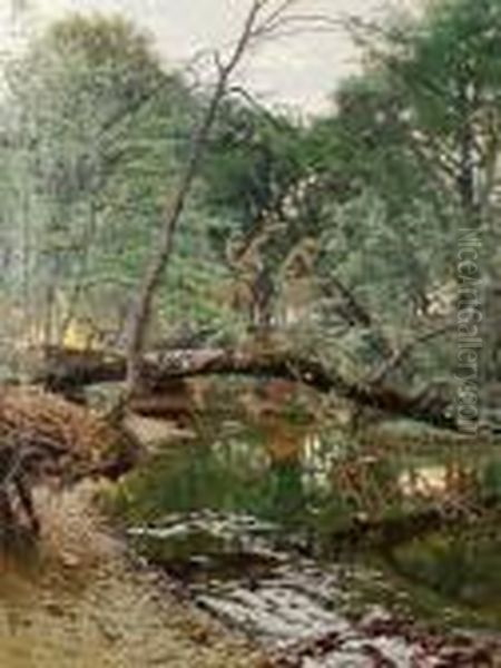 River Landscape Oil Painting by Thorvald Simeon Niss