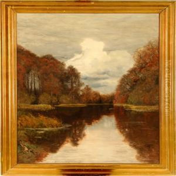 Stream In An Autumn Forest Oil Painting by Thorvald Simeon Niss