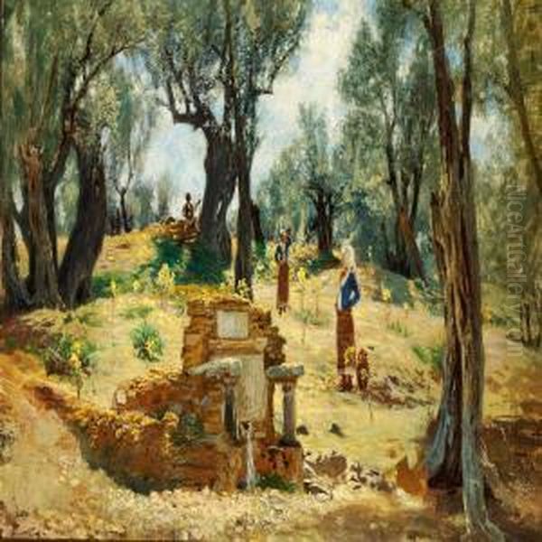 Olive Grove In Hymettos, Greece Oil Painting by Thorvald Simeon Niss