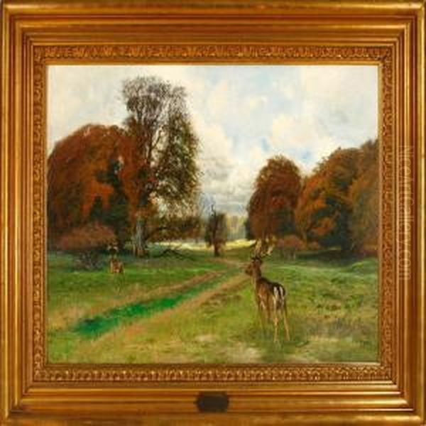 Scene From Dyrehaven Park, Denmark Oil Painting by Thorvald Simeon Niss