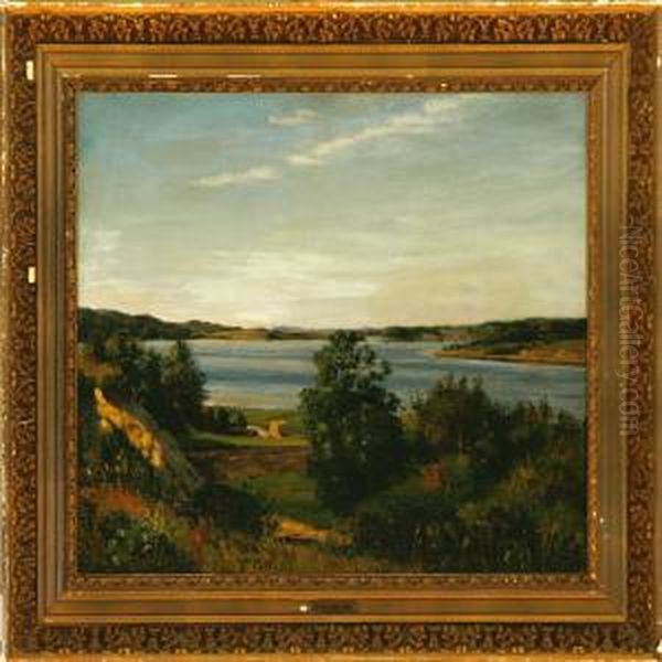 A Danish Summer Landscape Oil Painting by Thorvald Simeon Niss