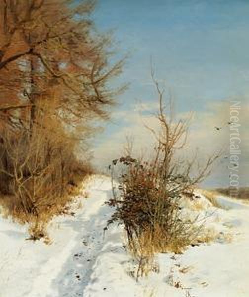 A Sunny Winter's Day Oil Painting by Thorvald Simeon Niss