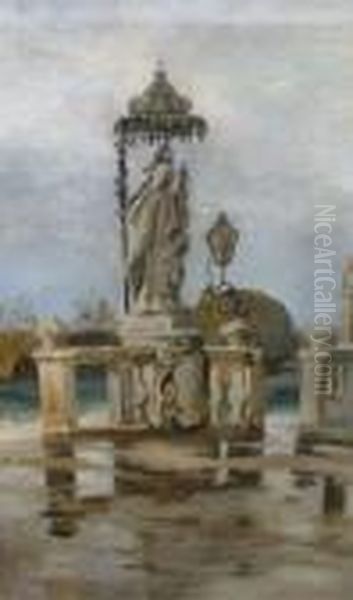 Dutch, -- Statuary After A Rainstorm Oil Painting by Thorvald Simeon Niss