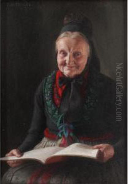 Peasant Woman In Schlitz Hessen Oil Painting by Richard Nitsch