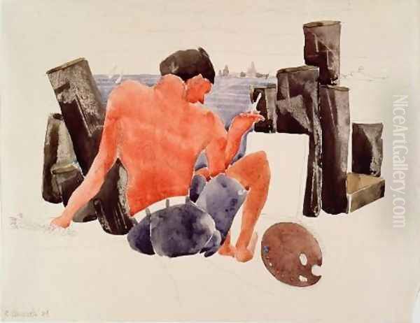 The Artist on the Beach at Provincetown Oil Painting by Charles Demuth