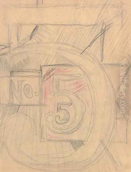 Study for Poster Portrait 'I Saw the Figure Five in Gold' Oil Painting by Charles Demuth