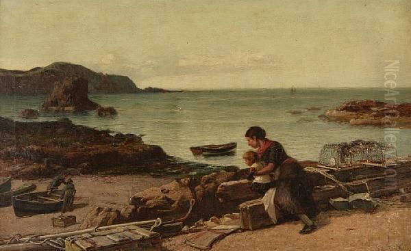 Watching The Fishermen Oil Painting by James Campbell Noble