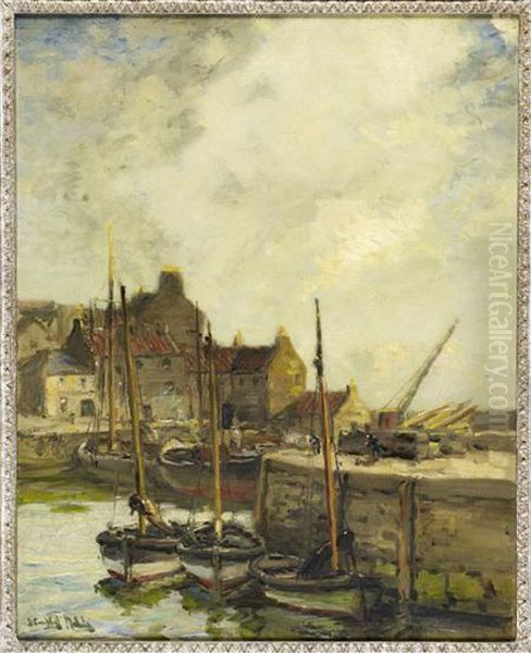 A Fife Fishing Village Oil Painting by James Campbell Noble