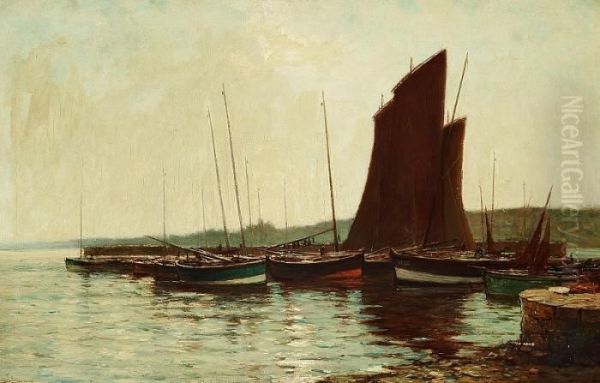 Harbour Scene Oil Painting by James Campbell Noble