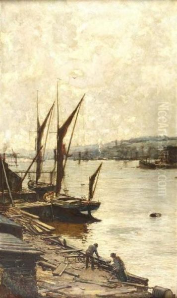 On The Medway Oil Painting by James Campbell Noble