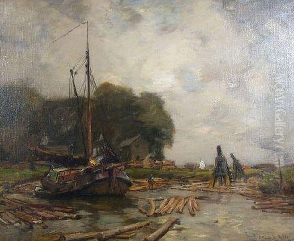 Sawmill On The Nord Dyke Oil Painting by James Campbell Noble