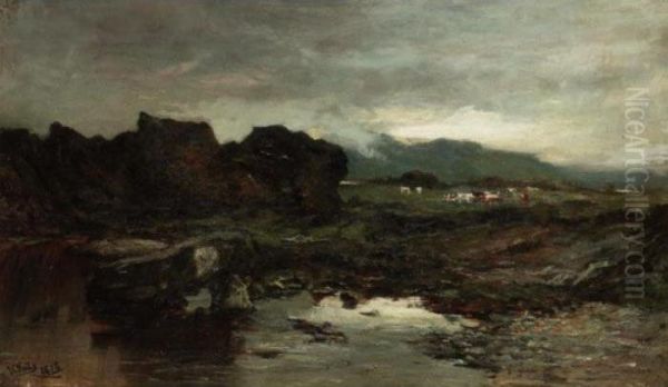 Cattle By A Rocky Shore Oil Painting by James Campbell Noble