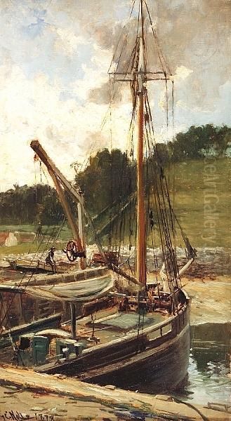 In Harbour Oil Painting by James Campbell Noble