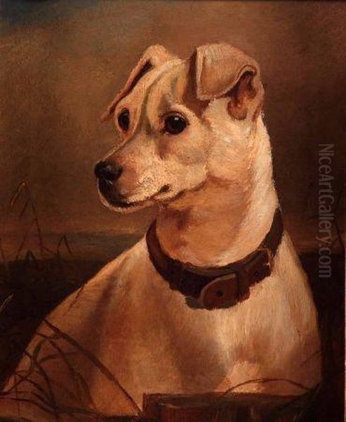 Jack Russell In A Landscape Oil Painting by John Sargent Noble