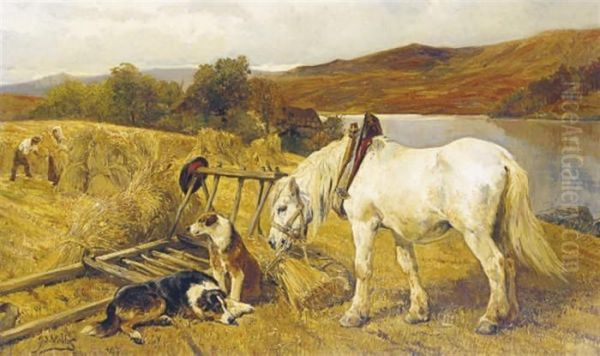 Harvesting In The Highlands Oil Painting by John Sargent Noble