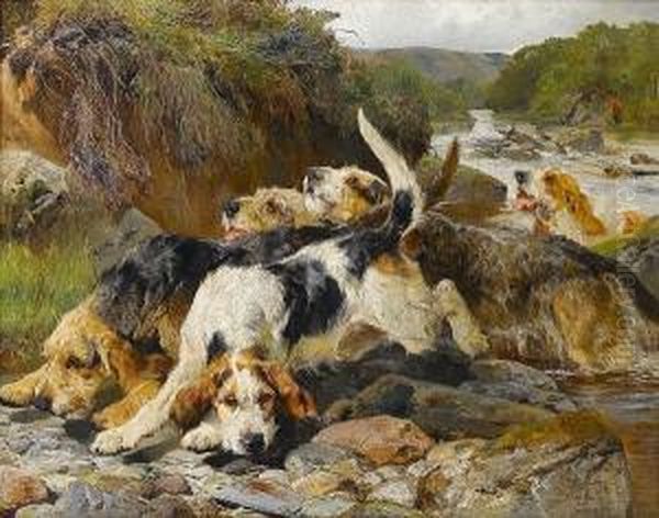 Otterhounds Oil Painting by John Sargent Noble