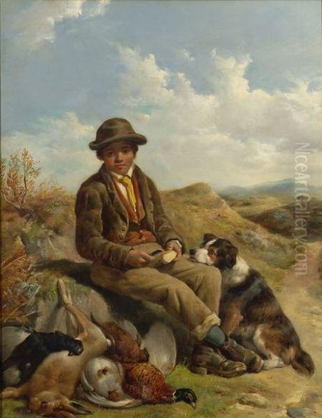 A Young Boy And His Dog After A Day's Hunt Oil Painting by John Sargent Noble