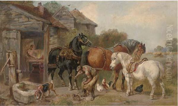 At The Farriers Oil Painting by John Sargent Noble