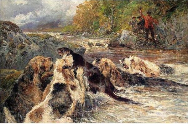 The Otter Hunt Oil Painting by John Sargent Noble