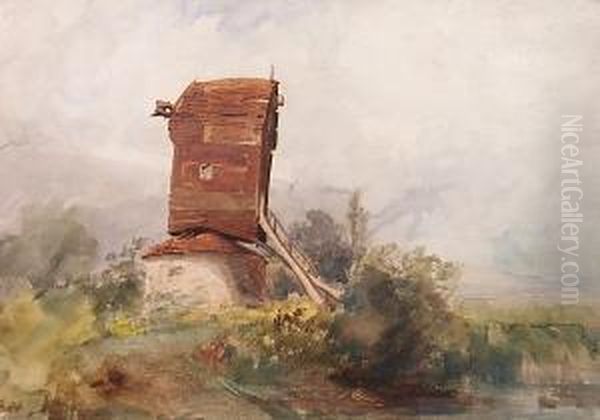 An East Anglian Windmill Oil Painting by Richard Pratchett Noble