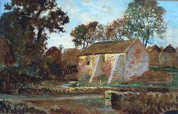 Farm Buildings, East Lothian Oil Painting by Robert Noble