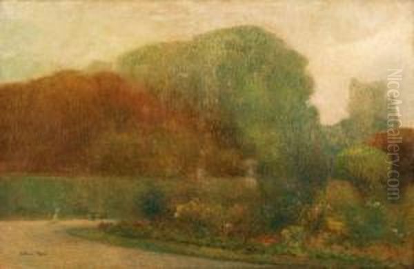 A Villa Borghese Oil Painting by Arturo Noci