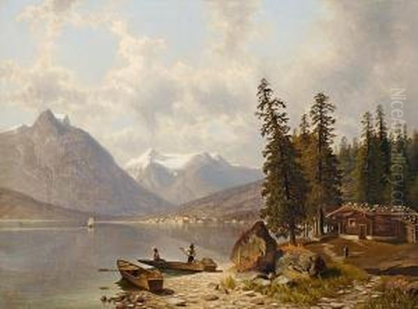 Zell Am See Mit Kitzsteinhorn Oil Painting by Wilhelm Theodor Nocken