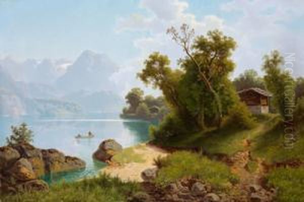 Blick Auf Einen Gebirgssee Oil Painting by Wilhelm Theodor Nocken