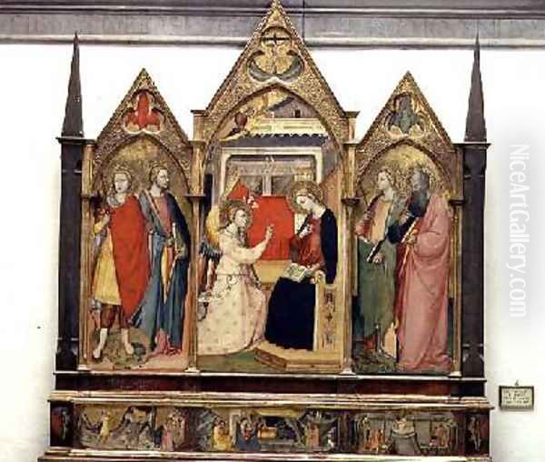 Annunciation with Saints 1414 Oil Painting by Bicci Di Lorenzo