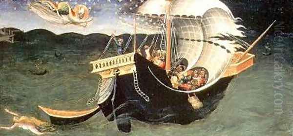 St Nicholas rebuking the Tempest Oil Painting by Bicci Di Lorenzo