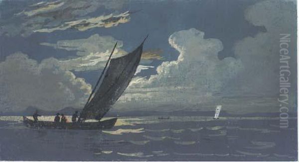 A Fishing Boat Oil Painting by Alexandre-Jean Noel