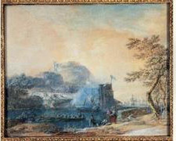 Vue Du Portugal, Vers 1780 Oil Painting by Alexandre-Jean Noel