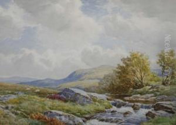 Extensive River Landscape With Sheep Grazing Oil Painting by John Bates Noel