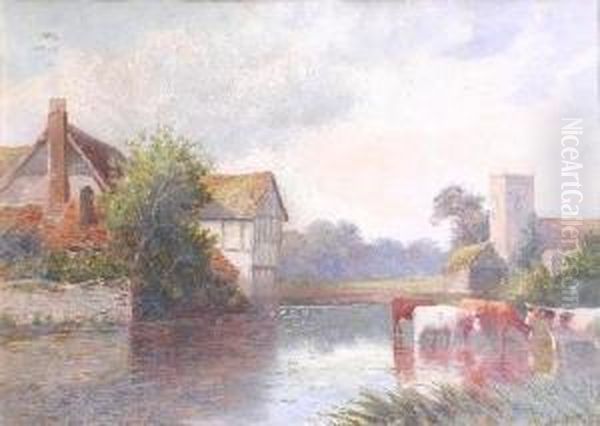 A Summer Evening Oil Painting by John Bates Noel