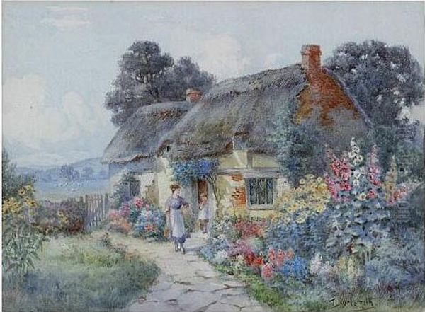 'shirley, Hampshire'; And 'a Sussex Cottage' Oil Painting by Thomas Noelsmith