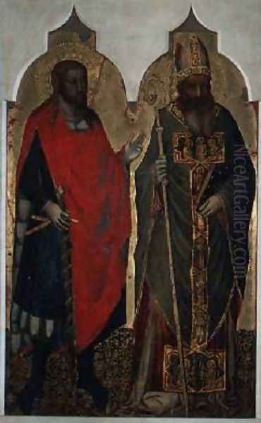 St Julian and St Zenobius Oil Painting by Bicci Di Lorenzo