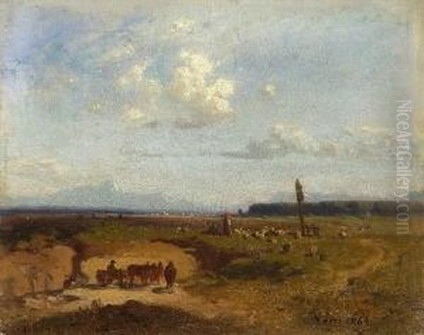 Voralpenlandschaft Oil Painting by Julius Noerr