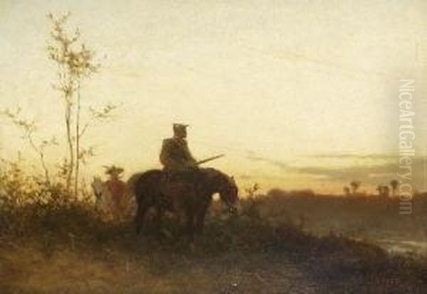 Zwei Reiter Oil Painting by Julius Noerr