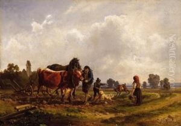 In The Fields Oil Painting by Julius Noerr