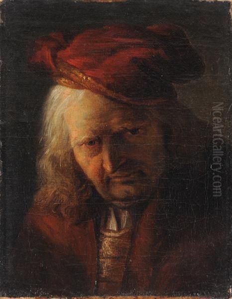 Ritratto Di Anziano Nobiluomo Con Copricapo Rosso Oil Painting by Giuseppe Nogari