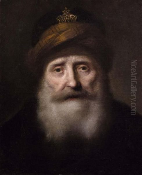 Testa Di Anziano Orientale Con Turbante Oil Painting by Giuseppe Nogari