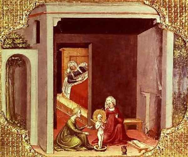 The Birth of St Nicholas Oil Painting by Bicci Di Lorenzo