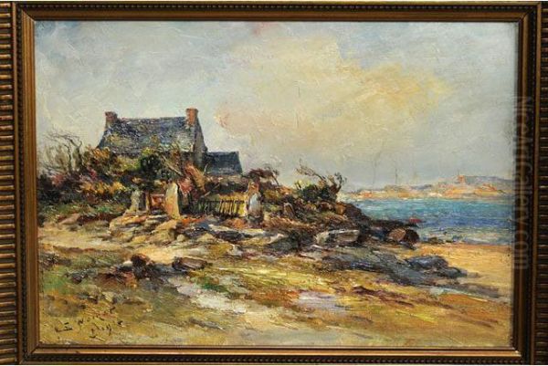 Chaumiere En Bord De Mer En Bretagne Oil Painting by Emile Noirot