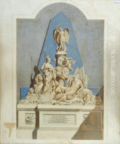 Monument To Captain William 
Bayne, Lord Robert Manners And Captain William Blair, In Westminster 
Abbey Oil Painting by Joseph Nollekens