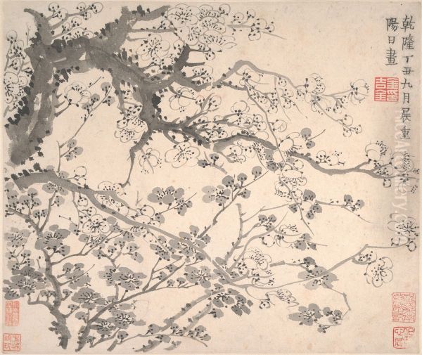 Plum Blossoms Oil Painting by Jin Nong