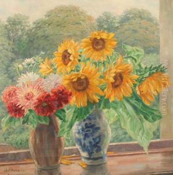 Blumen Am Fenster Oil Painting by Carl Nonn